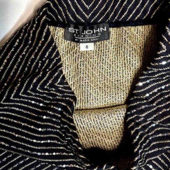 St. John Evening by Marie Gray Skirt Suit – Black w/Gold & Crystal Embembellish - Picture 5 of 8
